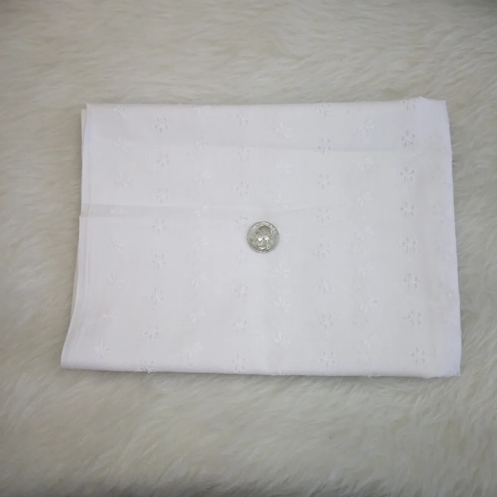 FABRIC White Eyelet Fabric, remnant 26 inches by 44 inches